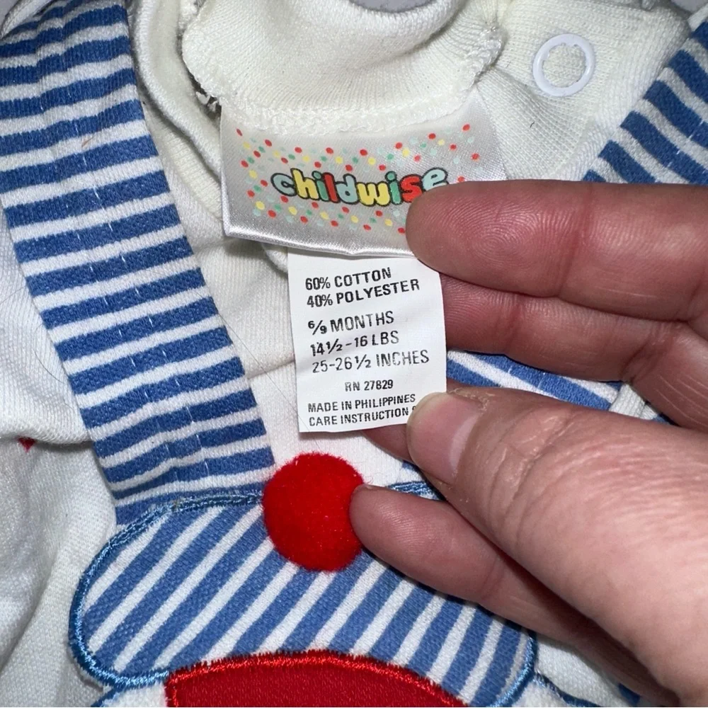 NWT VTG CHILDWISE Puppy Sailor OVERALLS SHORTS SHORTALLS Striped TEE Sz 6/9M